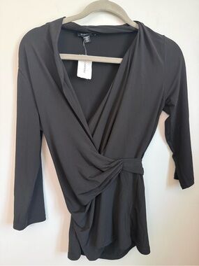 Le Chateau Black Wrap-Style Women's stretchy top
